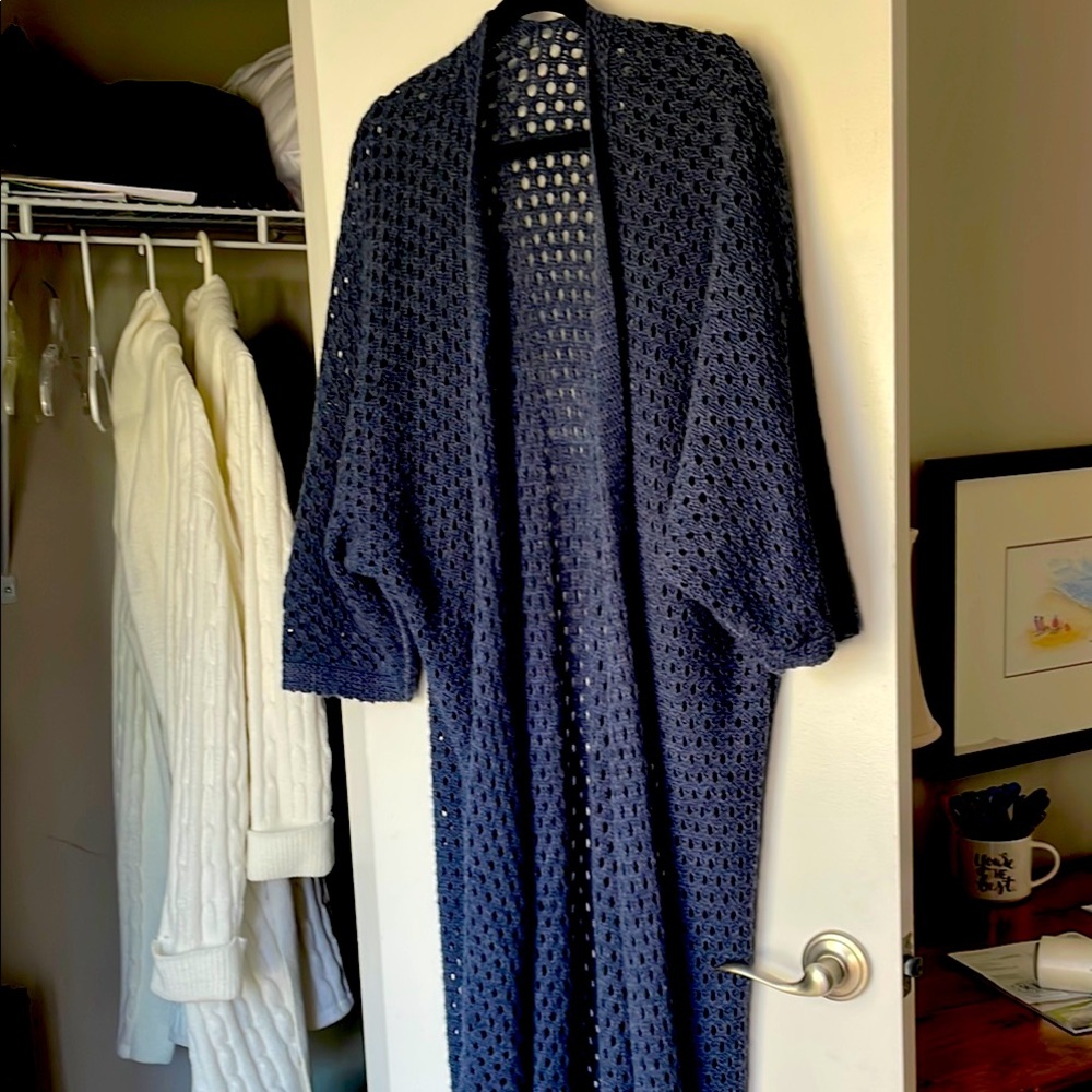 SPRING SALE!  Long one size cardigan sweater.  No tags but from France.